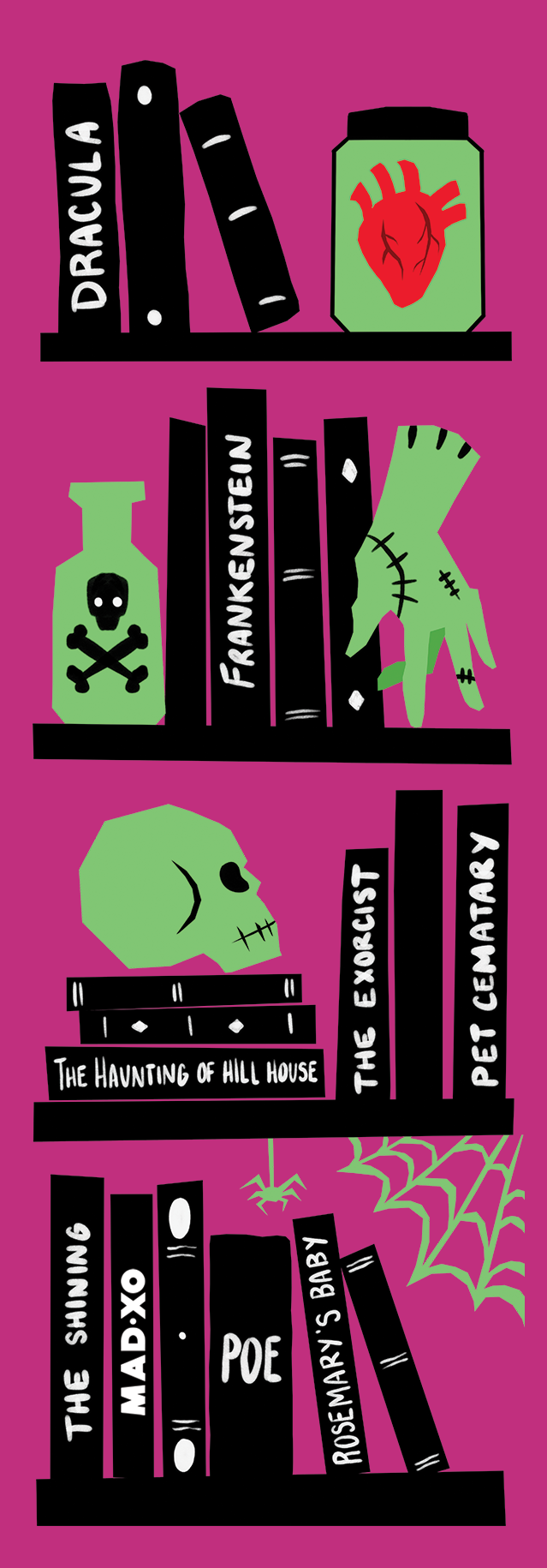SPOOKY BOOKSHELF BOOKMARK