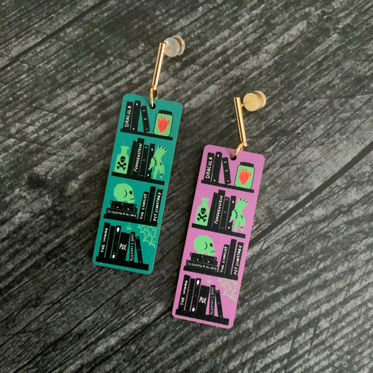 SPOOKY BOOKSHELF EARRINGS